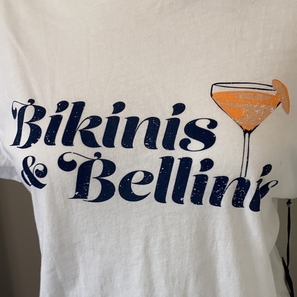 WILDFOX TShirt Bikinis and Bellinis White Crewneck Top size S NEW - Picture 3 of 10